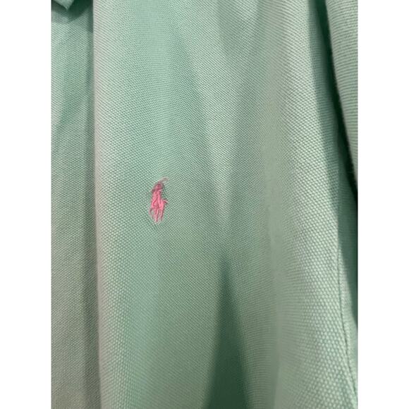 Polo Ralph Lauren 2XLT Mint Green Polo Shirt Tall Fit Pink Logo Cotton Classic - Picture 4 of 8